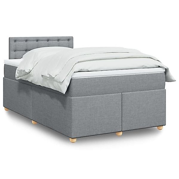 vidaXL Boxspringbett, Boxspringbett mit Matratze Hellgrau 120x190 cm Stoff günstig online kaufen