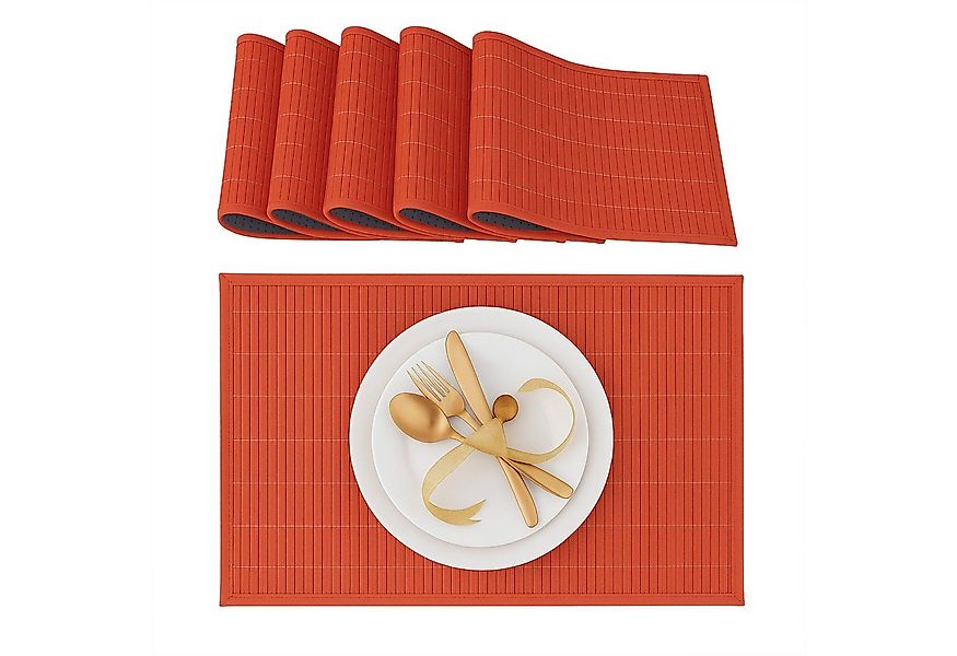 relaxdays Platzset Tischset 6er Set Bambus, (6x Tischmatte), rot günstig online kaufen