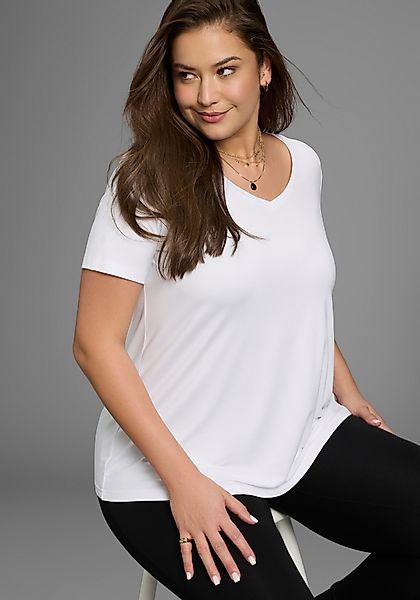 Laura Scott CURVE T-Shirt mit V-Ausschnitt günstig online kaufen