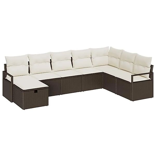 vidaXL Sofa Set mit Kissen mit Speicher Braun und Creme Poly-Rattan 3359227 günstig online kaufen