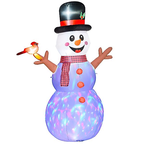 Outsunny Aufblasbar Weihnachtsdeko, 2,4 m Schneemann mit LED-Beleuchtung, G günstig online kaufen