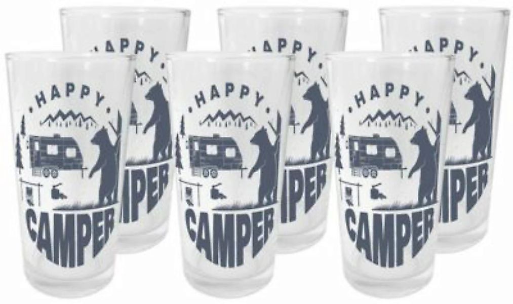 Geda Labels Trinkglas 6er Set Trinkglas Happy Camper 230ml Trinkgläser bunt günstig online kaufen