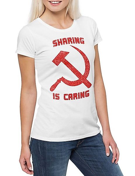 Urban Backwoods Print-Shirt Sharing Is Caring Damen T-Shirt Sozialismus Soc günstig online kaufen