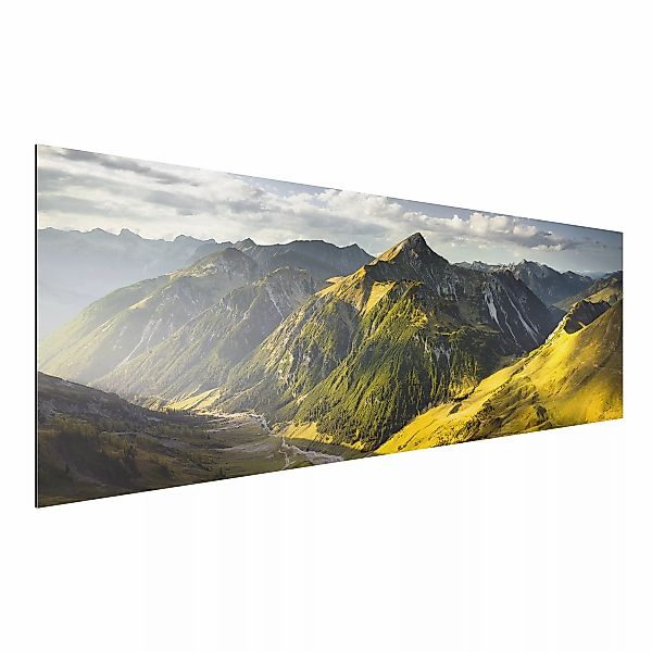 Alu-Dibond Bild - Panorama Berge und Tal der Lechtaler Alpen im Tirol günstig online kaufen