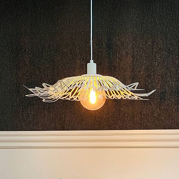 Dyberg Larsen Hängelampe Flora, perlweiß, Ø 60 cm, Metall günstig online kaufen