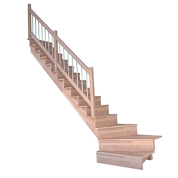 Treppe Lindos Pro Buche Gew. L 80 cm Setzstufen Holz-Edelstahl-Geländer FSC günstig online kaufen