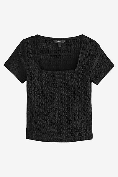 Next T-Shirt Strukturiertes Kurzarm-T-Shirt, eckiger Ausschnitt günstig online kaufen