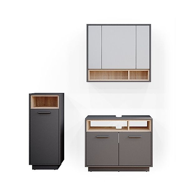 Vicco Badmöbel-Set Beatrice, Anthrazit/Sonoma, 3 Teile, günstig online kaufen