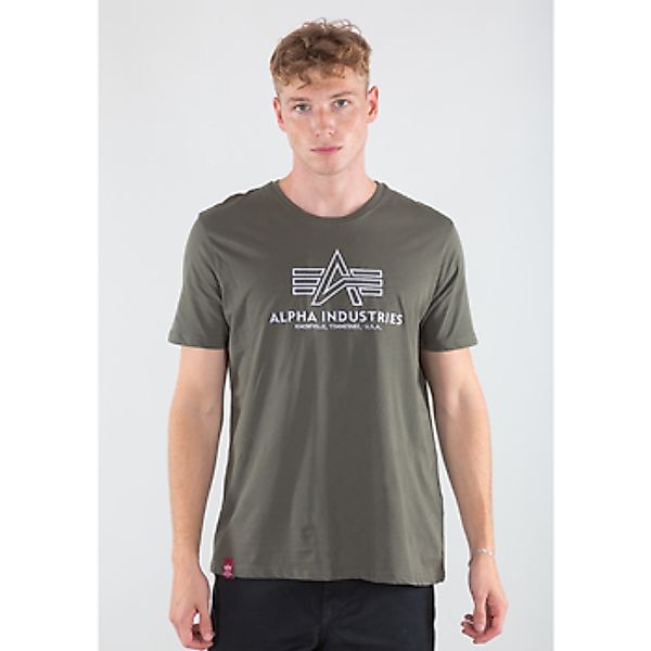 Alpha Industries  T-Shirts & Poloshirts Basic T-Shirt Embroidery - dark oli günstig online kaufen