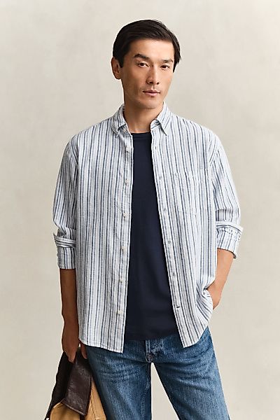 Gant Langarmhemd "REGULAR COTTON LINEN STRIPE" Regular fit mit Button-Down- günstig online kaufen