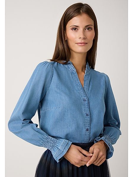MORE&MORE Langarmbluse leichter Baumwolldenim günstig online kaufen