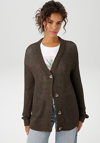 Aniston CASUAL Strickjacke mit trendigem Lochstrick-Muster günstig online kaufen