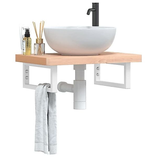 vidaXL Waschbeckenschrank Waschbeckenregal Wandmontage Stahl und Massivholz günstig online kaufen