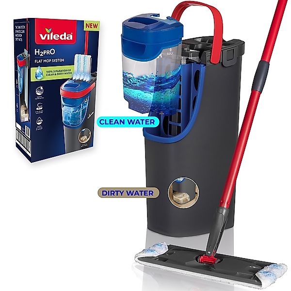 Vileda Bodenwischer-Set "Vileda H2PrO Flat Mop System" 100%-ige Trennung vo günstig online kaufen