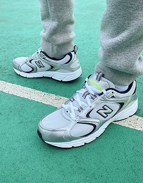New Balance – 408 – Sneaker in Silber und Limettengrün günstig online kaufen