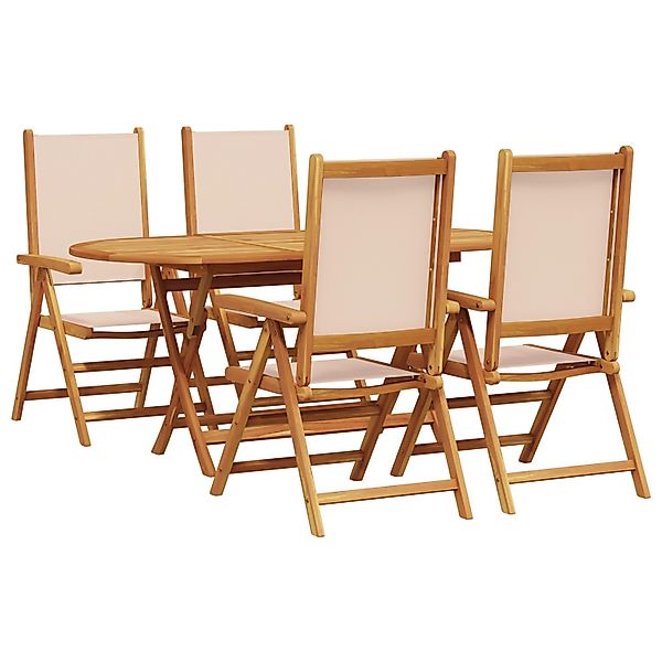 vidaXL 5-Teiliges Garten Esszimmer Set Beige Massivholz Akazie 3375748 günstig online kaufen