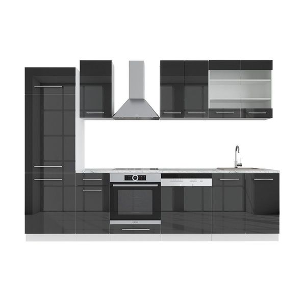 Vicco Küchenzeile Fame-Line, Anthrazit Hochglanz/Weiß, 300 günstig online kaufen