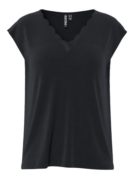 pieces Kurzarmshirt PCKAMALA LACE V-NECK TEE günstig online kaufen