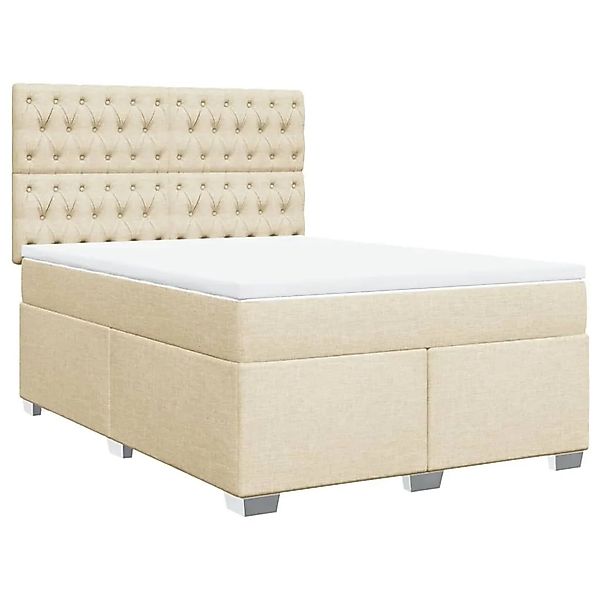 vidaXL Boxspringbett mit Matratze Creme 160x200 cm Stoff 3292851 günstig online kaufen