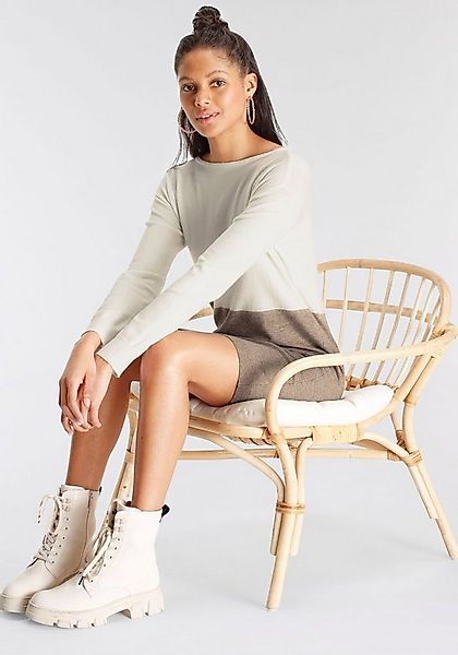 AJC Strickkleid mit Rundhalsausschnitt und trendigem Colourblock Design günstig online kaufen