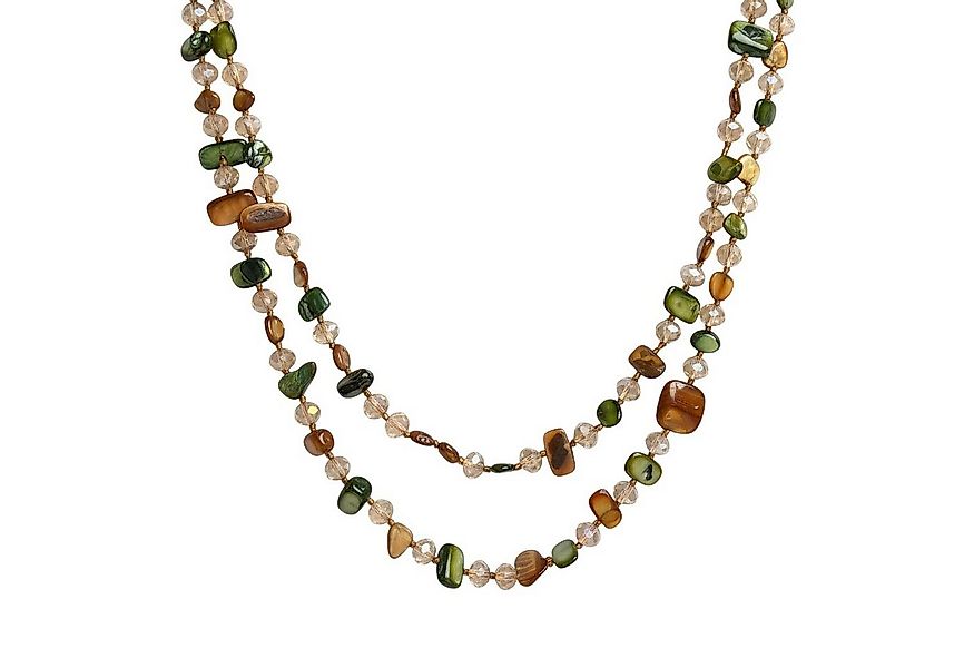 KARMA Lange Kette Longkette, 120 cm Natursteinkette Grün-Braun (Damenschmuc günstig online kaufen