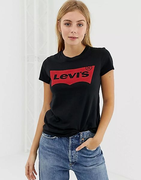 Levi's – Perfect – T-Shirt mit Fledermaus-Logo-Schwarz günstig online kaufen