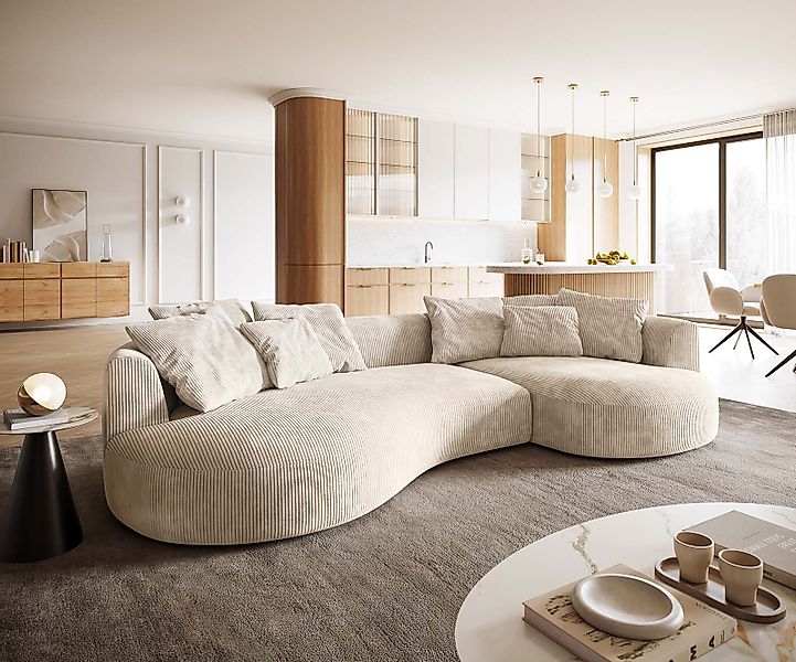 DELIFE Big-Sofa Edina, Mikrofaser Grau 330x170 günstig online kaufen