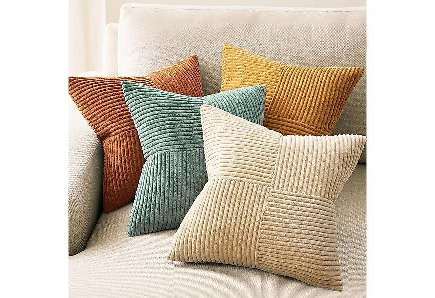 Topfinel Kissenbezug 40x40 4er set Kissenbezüge 50x50 Kordsamt mit Streifen günstig online kaufen