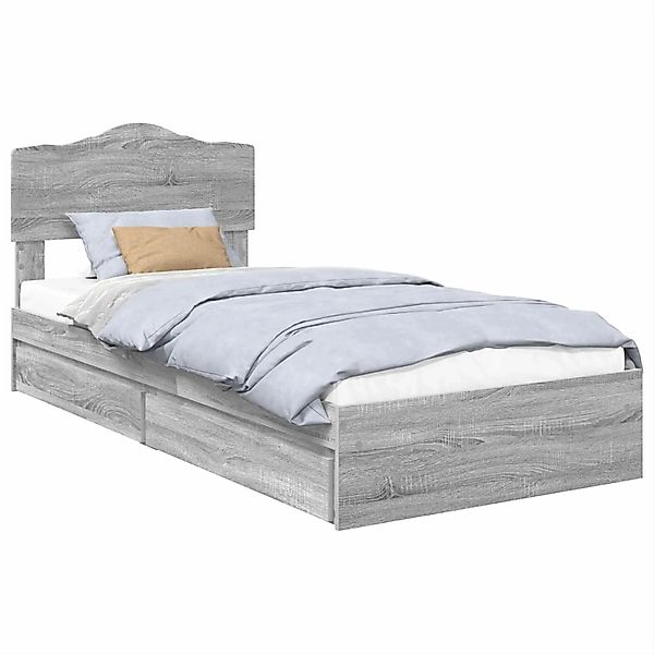 vidaXL Stauraumbett Grau Sonoma 90 x 190 cm Holzwerkstoff 3413143 günstig online kaufen