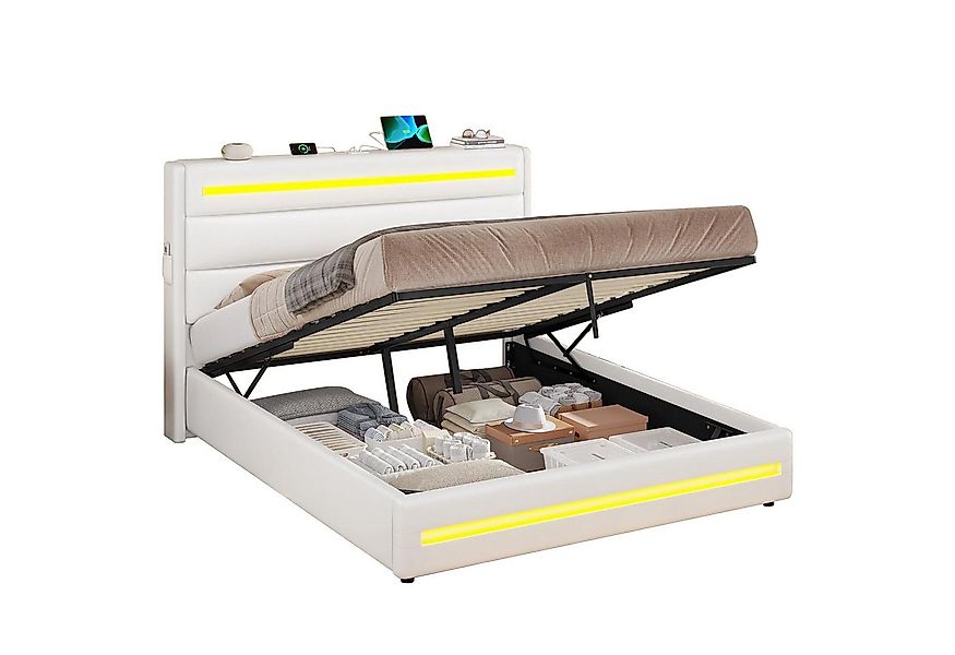 KIMENICH Polsterbett Doppelbett Hydraulisches Bett mit Stauraum und Lattenr günstig online kaufen