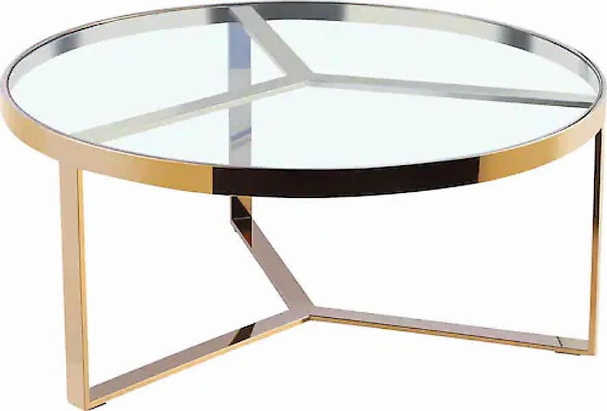 Leonique Couchtisch »Palmer«, Runder Couchtisch, gold, Chrom, Glasplatte, G günstig online kaufen