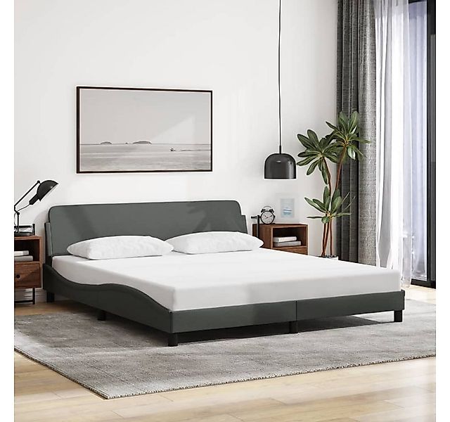furnicato Bettgestell "Dover" Dunkelgrau 180x200 cm Stoff (1-tlg) günstig online kaufen