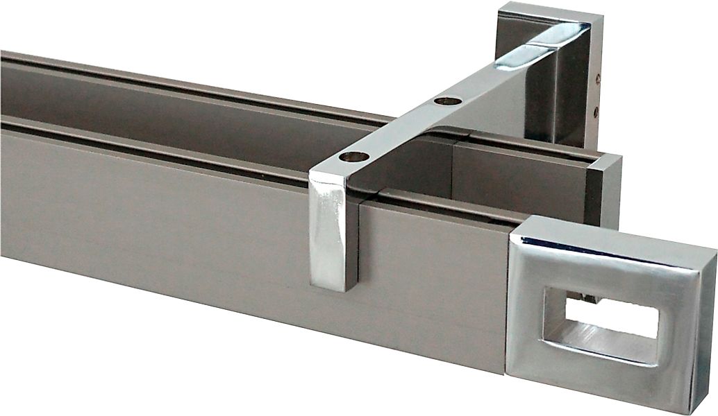 GARESA Gardinenstange "FLAT" 2 läufig-läufig Wunschmaßlänge Rechteckprofil, günstig online kaufen