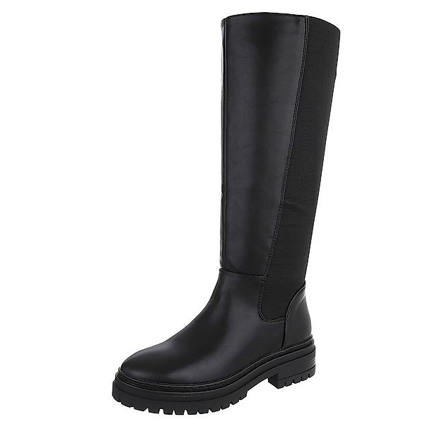 Ital-Design Modische Damen-Stiefel mit Blockabsatz und elastischen Einsätze günstig online kaufen