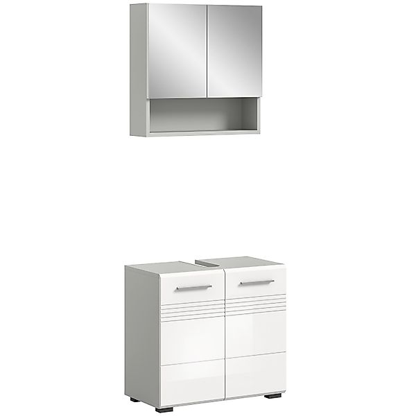 Badkombination 60 cm x 190 cm x 32 cm Grau-Weiß 2-tlg. günstig online kaufen