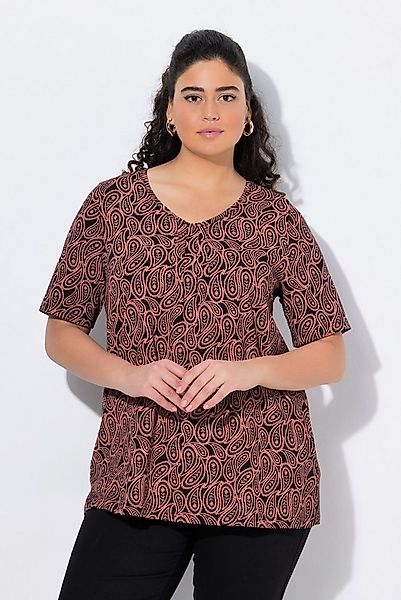 Ulla Popken T-Shirt T-Shirt Zierfalten A-Linie V-Ausschnitt Halbarm günstig online kaufen