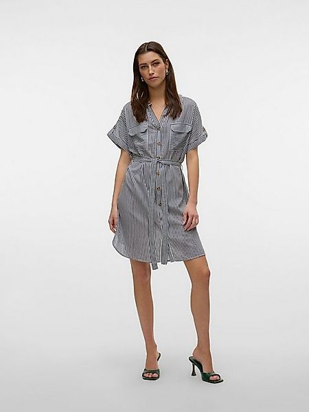 Vero Moda Shirtkleid Gestreiftes Hemdkleid mit Taillenband und Knöpfen (lan günstig online kaufen