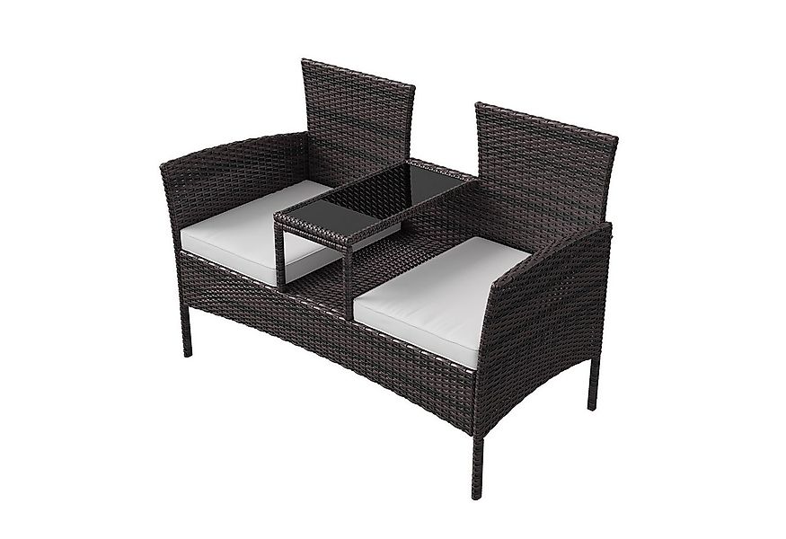 FUROKOY Loungesofa 2-Sitzer Garten sessel mit kleiner Tisch und 2 weiße Auf günstig online kaufen
