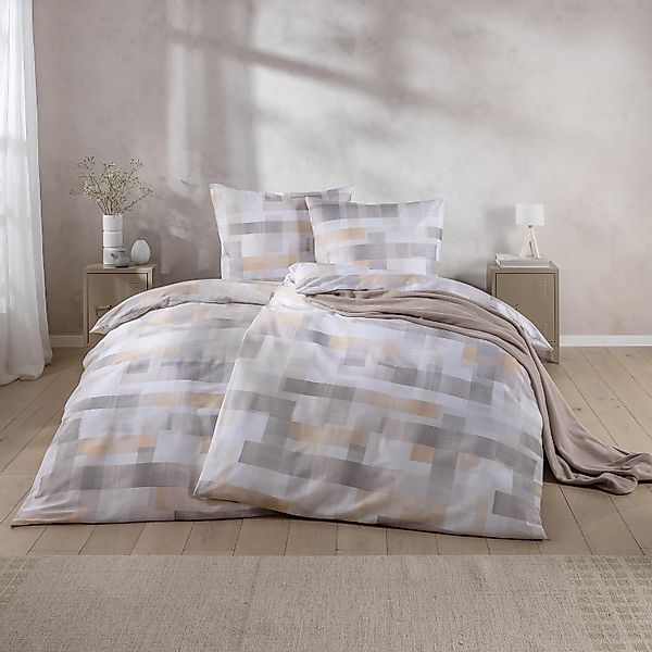 Estella Mako Satin Bettwäsche Cyrillo 7519-195 Blockstreifen 135x200 günstig online kaufen