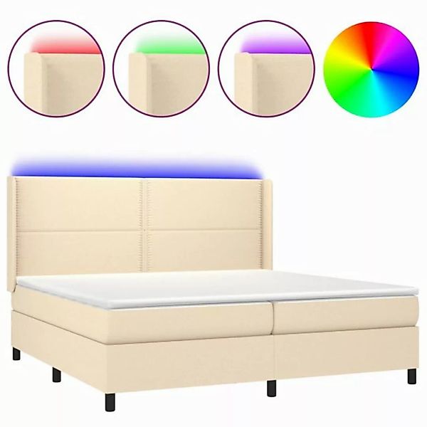 vidaXL Boxspringbett Boxspringbett mit Matratze LED Creme 200x200 cm Stoff günstig online kaufen