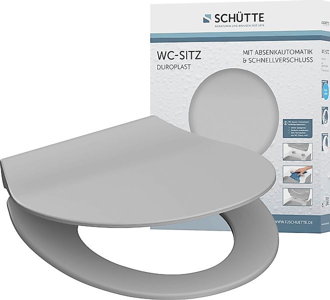 Schütte WC-Sitz Slim Grey Duroplast mit Absenkautomatik & Schnellverschluss günstig online kaufen