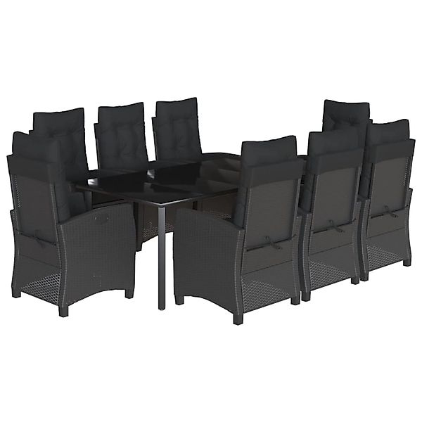 vidaXL 9-Tlg Garten-Essgruppe mit Kissen Schwarz Poly Rattan 3212761 günstig online kaufen