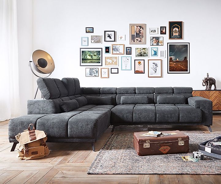DELIFE Ecksofa Catan, Mikrofaser Anthrazit 295x230 günstig online kaufen