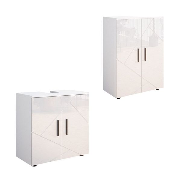 Vicco Badmöbel-Set Irma, Weiß Hochglanz/Weiß, 2 günstig online kaufen