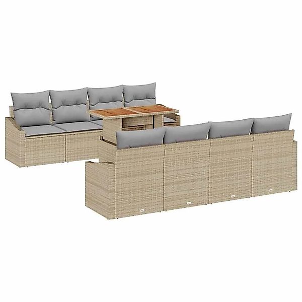 vidaXL Garten Essgruppe mit Kissen 9-Tlg Beige und Grau 3349811 günstig online kaufen