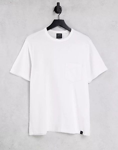 Pull&Bear – Oversize-T-Shirt in Weiß mit Waffelstruktur günstig online kaufen