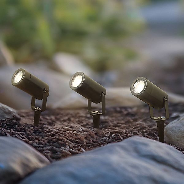 Lindby Erdspießleuchte Thorgal, Ø 6 cm, schwarz, 3er-Set günstig online kaufen