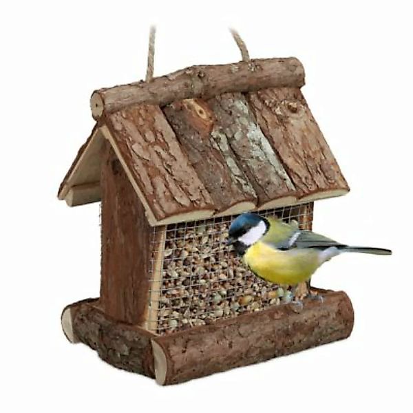 relaxdays Vogelfutterhaus Rinde natur günstig online kaufen