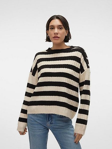 Vero Moda Rundhalspullover VMELYA LS O-NECK BUTTON PULLOVER GA BOO günstig online kaufen