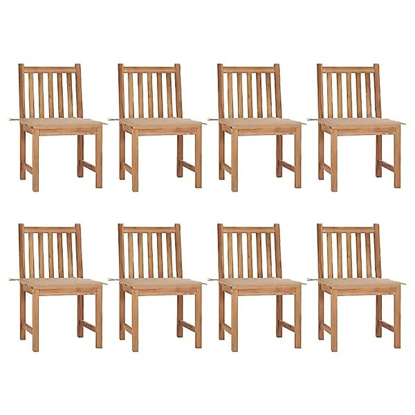 vidaXL Gartenstühle 8 Stk mit Kissen Massivholz Teak 3073145 günstig online kaufen